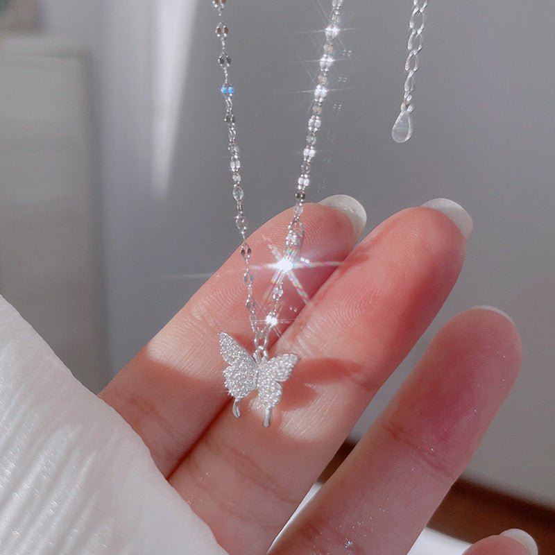 Elegant Butterfly Necklace for Women: Light Luxury High-Grade Tassel Clavicle Chain