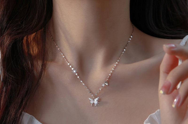 Elegant Butterfly Necklace for Women: Light Luxury High-Grade Tassel Clavicle Chain