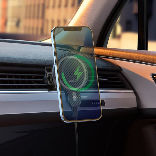 Hoco Magnetic Wireless Car Holder CA85: Fast Charging, Secure Mount for iPhone Series