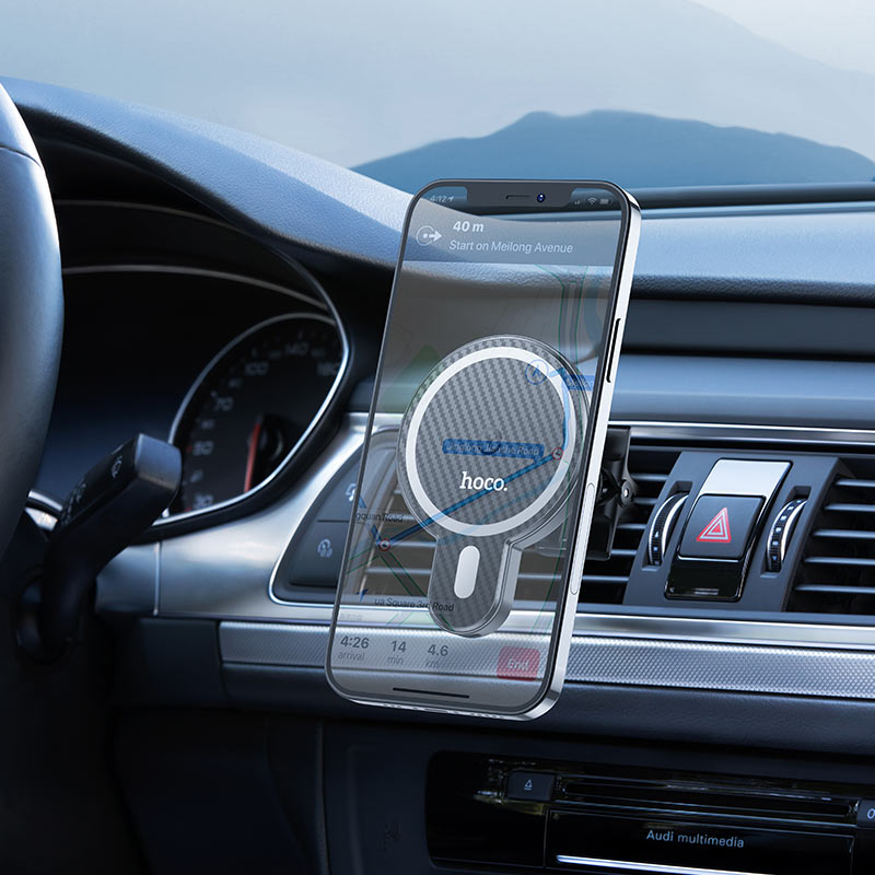 Hoco Magnetic Wireless Car Holder CA85: Fast Charging, Secure Mount for iPhone Series