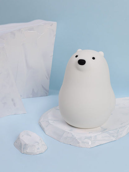 Cute White Bear Silicone Pat Light: Soft LED Sleep Night Light for Kids