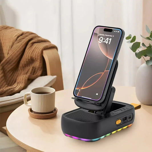 F15 Wireless Bluetooth Speaker Mobile Holder: Portable 2-in-1 Phone Stand & Speaker