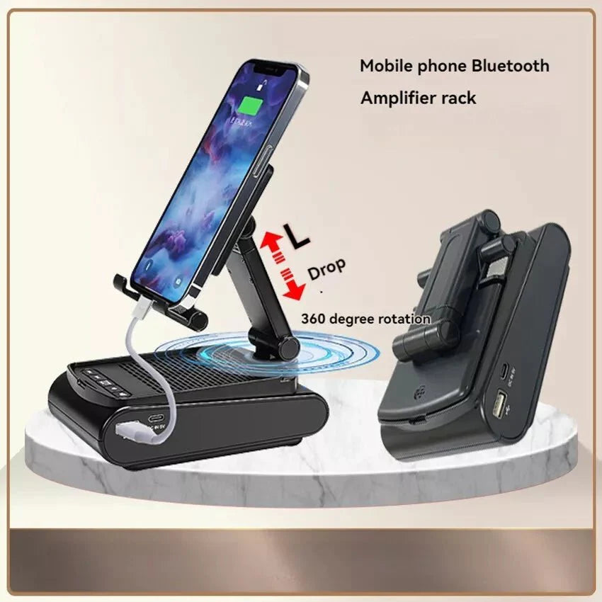 F15 Wireless Bluetooth Speaker Mobile Holder: Portable 2-in-1 Phone Stand & Speaker