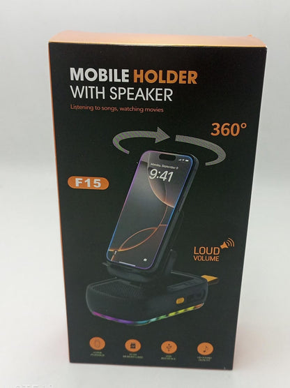 F15 Wireless Bluetooth Speaker Mobile Holder: Portable 2-in-1 Phone Stand & Speaker