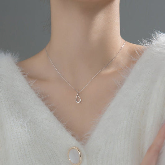 Elegant Silver Hollow Drop Diamond Necklace - Sparkle & Shine