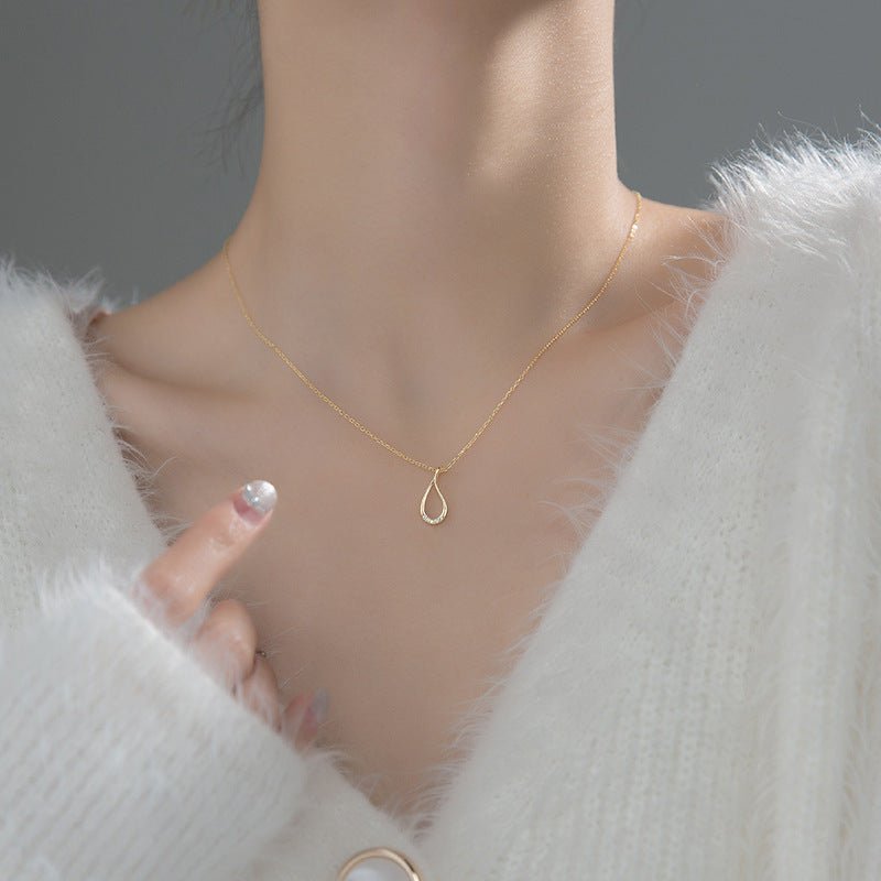 Elegant Silver Hollow Drop Diamond Necklace - Sparkle & Shine