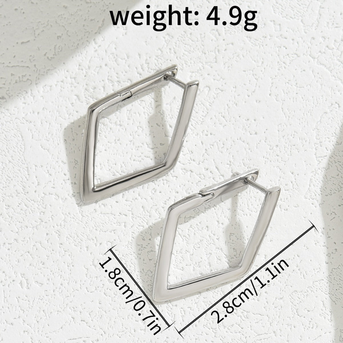 Elegant Geometric Quadrilateral Design Drop Earrings for Women, Inlaid Zircon
