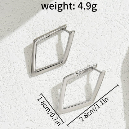 Elegant Geometric Quadrilateral Design Drop Earrings for Women, Inlaid Zircon
