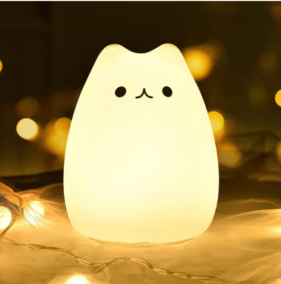 Soft Squishy Cat Light: 8-Color Changing LED Night Lamp for Kids