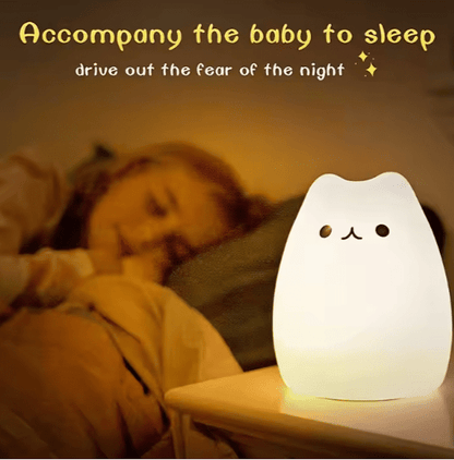 Soft Squishy Cat Light: 8-Color Changing LED Night Lamp for Kids