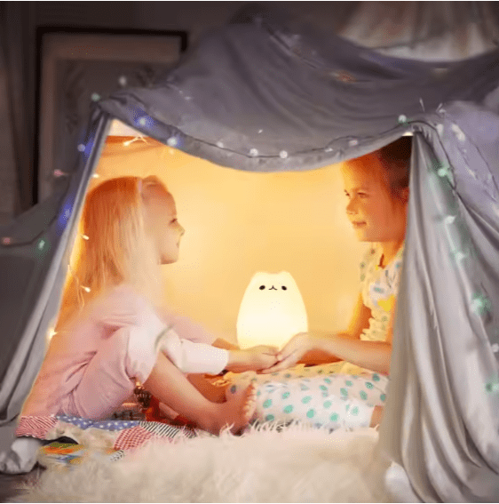 Soft Squishy Cat Light: 8-Color Changing LED Night Lamp for Kids